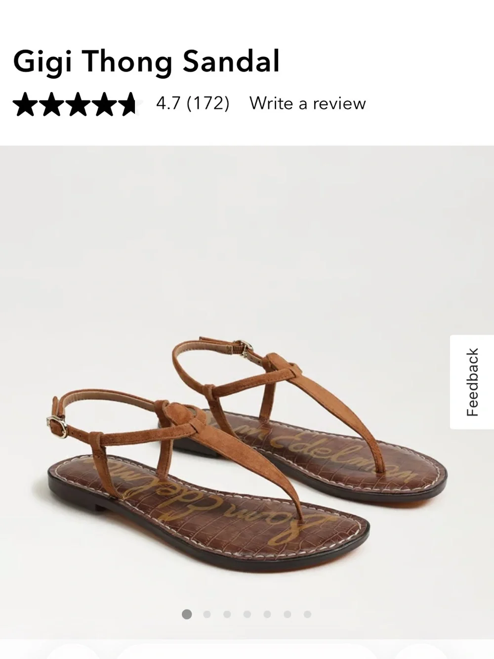✨SALE✨Sam Edelman / Gigi Thong Sandal - Brown Leather Sandals - Picture 1 of 12